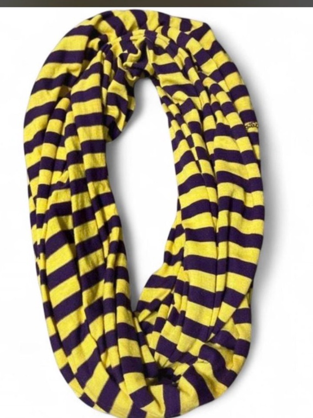 Striped Infinity Scarf in Yellow and Purple